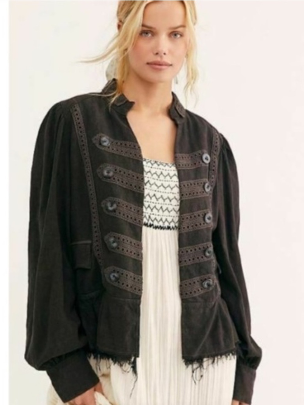 Free People Black Ariana Military-Style Jacket NWT Size M